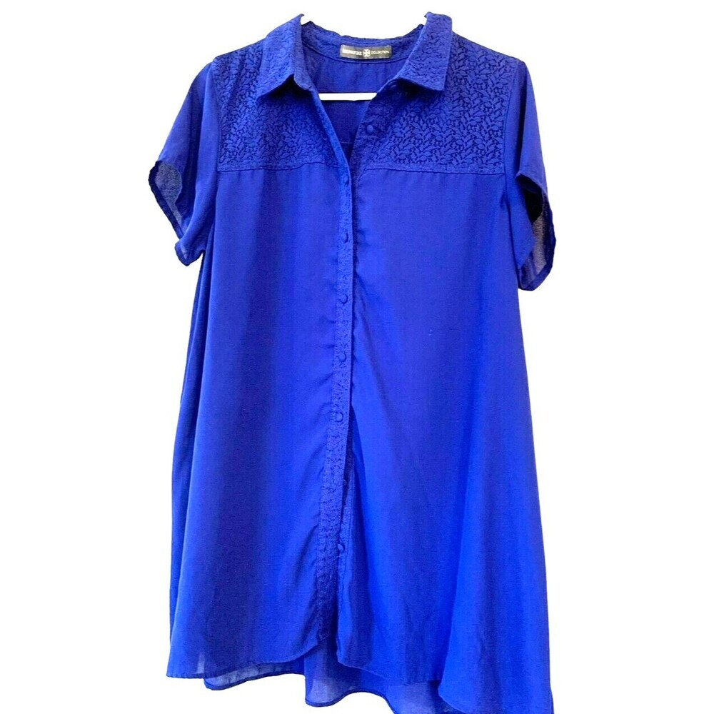 Signature Collection Tunic Womens Lace Bodice and Back Covered Buttons Front XL